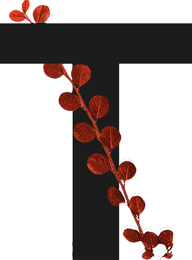 capital letter T with leaf decoration