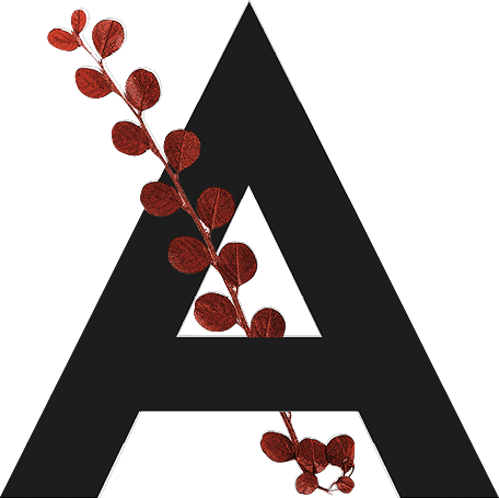 capital letter A with leaf decoration